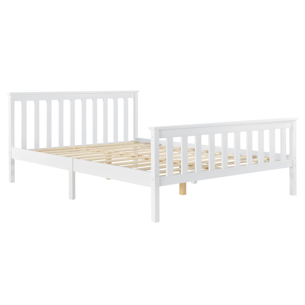 Struttura Letto Francese Breda 140 x 200 cm Letto in Legno di Pino con Testiera e Pediera - Bianco [en.casa]