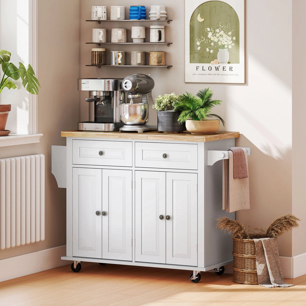 Carrello da cucina con cassetti e scaffali portabottiglie ¨C Xylo ¨C MDF bianco legno hevea