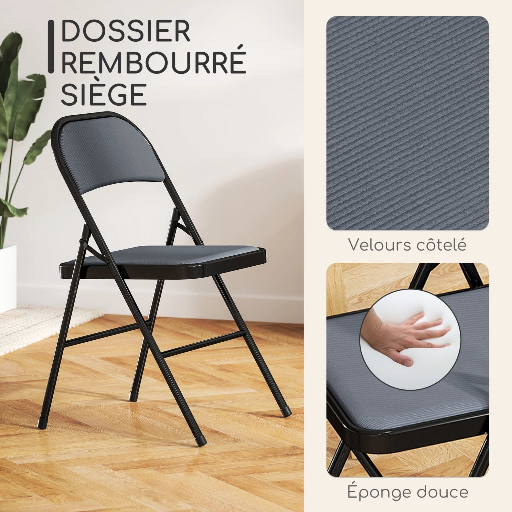 Set 4 Sedie Pieghevoli da Pranzo ¨C Xylo ¨C Struttura Metallo Grigio 45x46x78cm