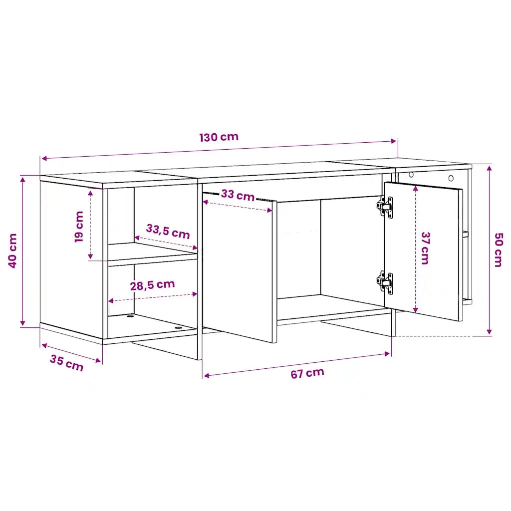 Mobile TV Rovere Artigianale 130x35x50 cm in Legno Multistrato 856789