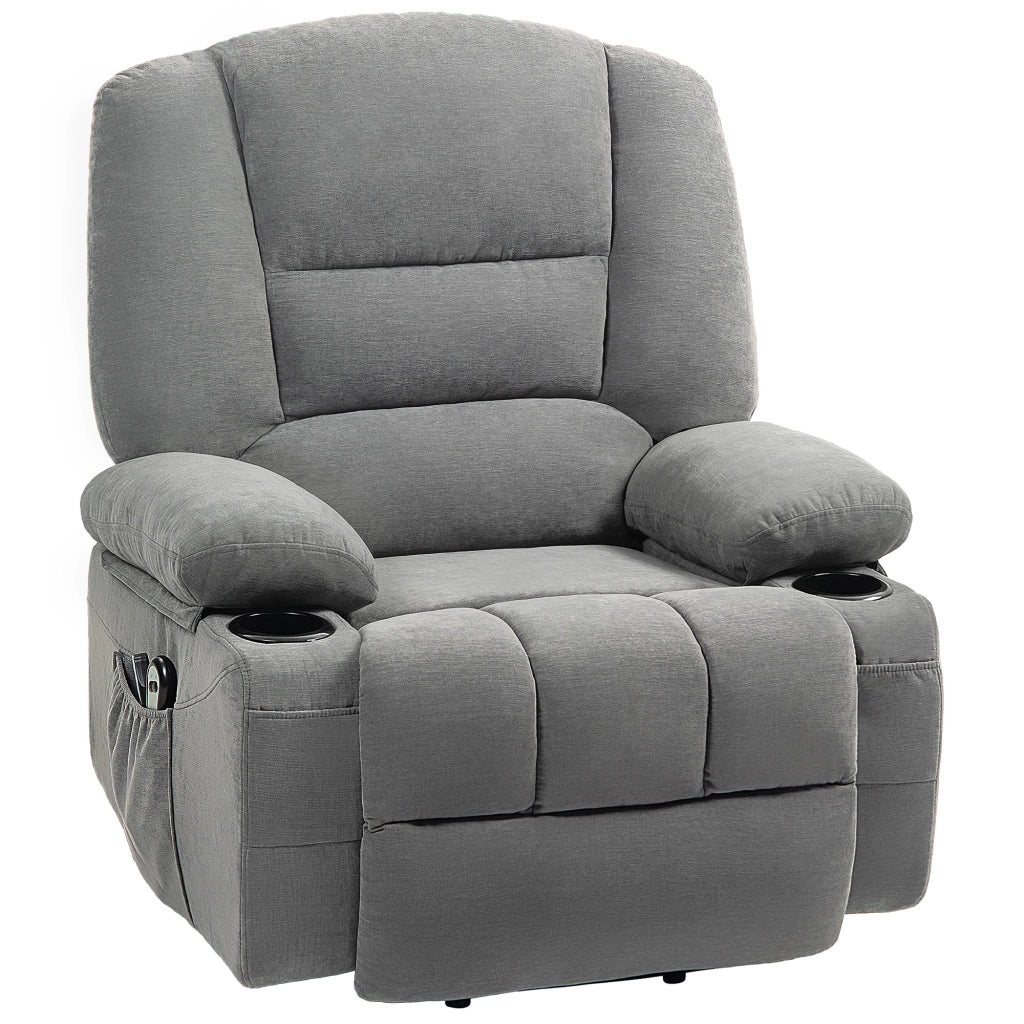Poltrona relax elettrica alzapersona con massaggio e riscaldamento ¨C Xylo ¨C Tessuto grigio