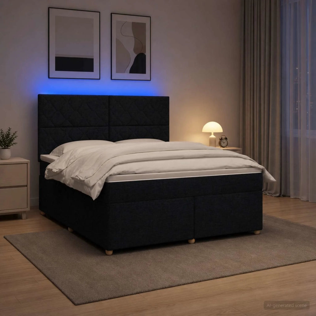 Letto box spring con materasso Nero 180 x 200 cm Tessuto 3455415