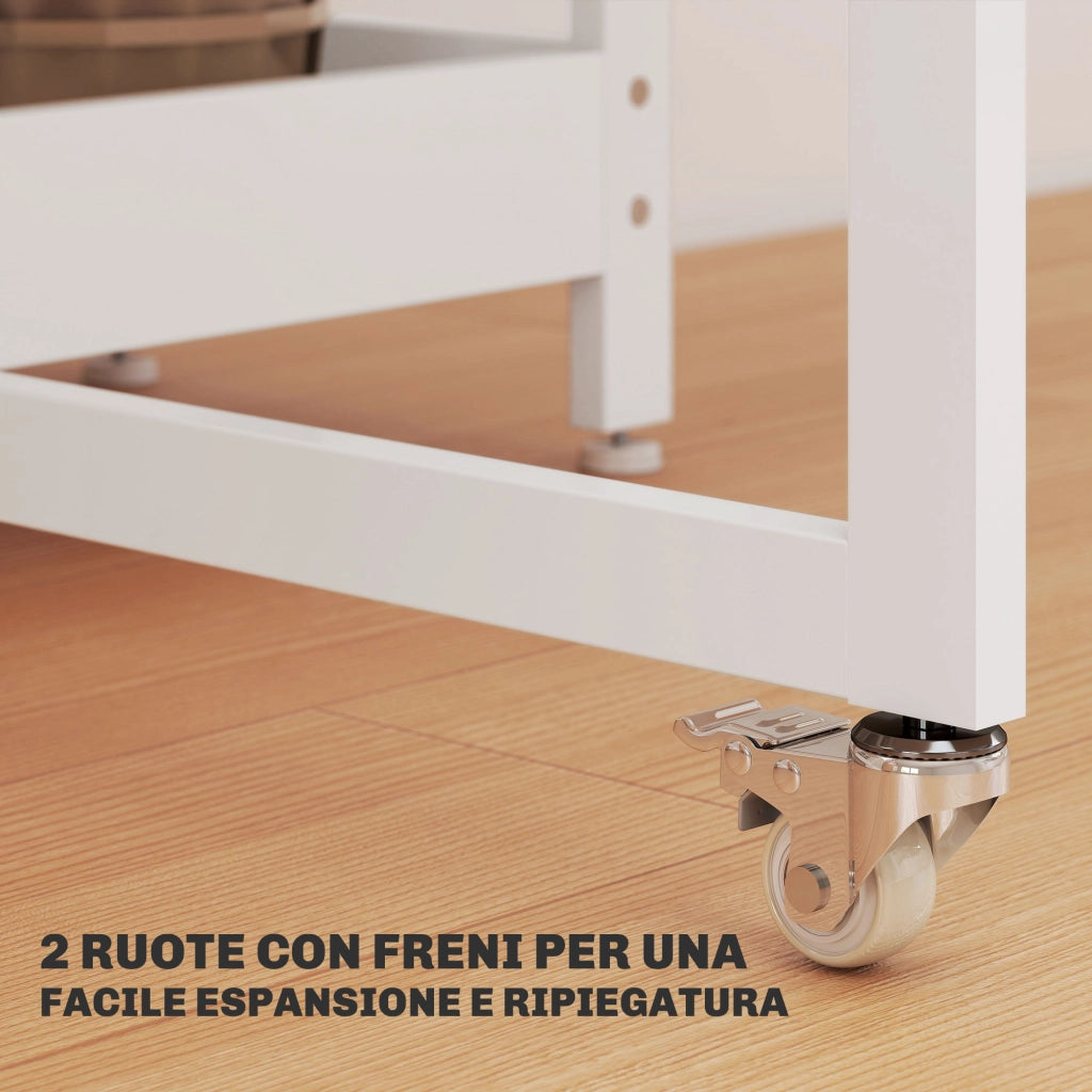 Tavolo Pieghevole ¨C Minimal ¨C Bianco, Legno e Metallo, 133.4x80x75 cm