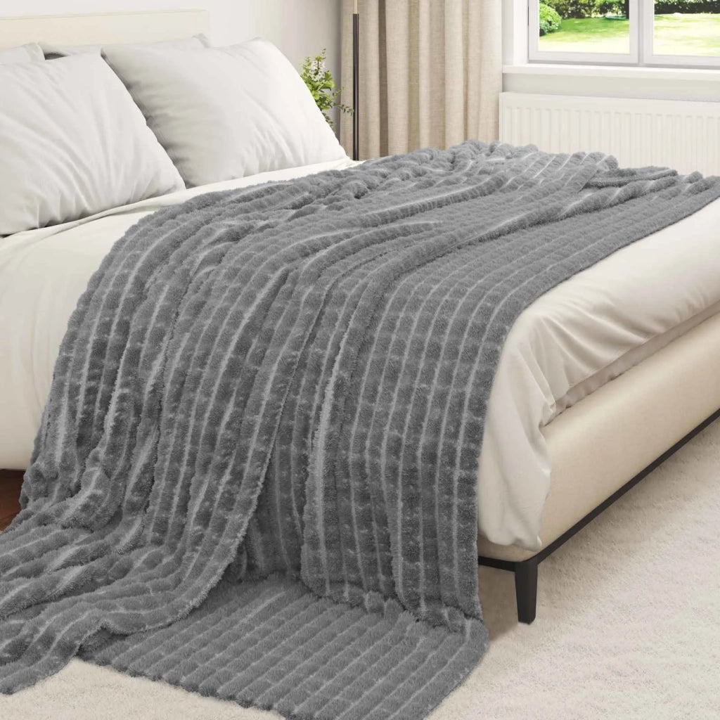 Coperte da Pile 6 pcs Grigio scuro 240 x 220 cm Panno