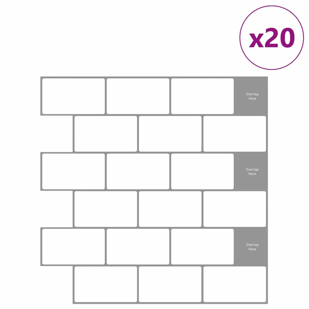 Piastrella subway 20 pcs Bianco e Grigio 30 x 30 cm 42046115