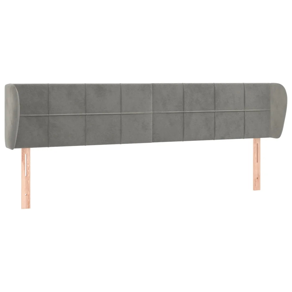 Testiera | Testata ad Orecchio Grigio Chiaro 163x23x78/88 cm in Velluto