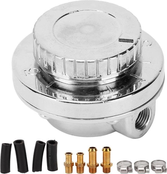Regolatore di Pressione di Carburante Adattabile per Motore a Carburatore - 15-5 Psi - Manuale - Lega di Alluminio - Qualità Premium