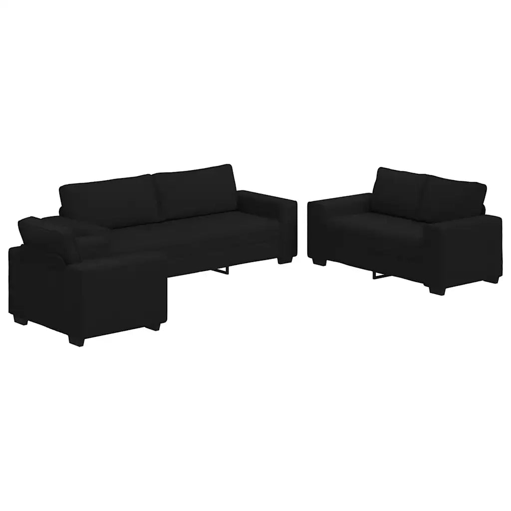 Set di Divani 3 pz con Cuscini Nero in Tessuto 3324651