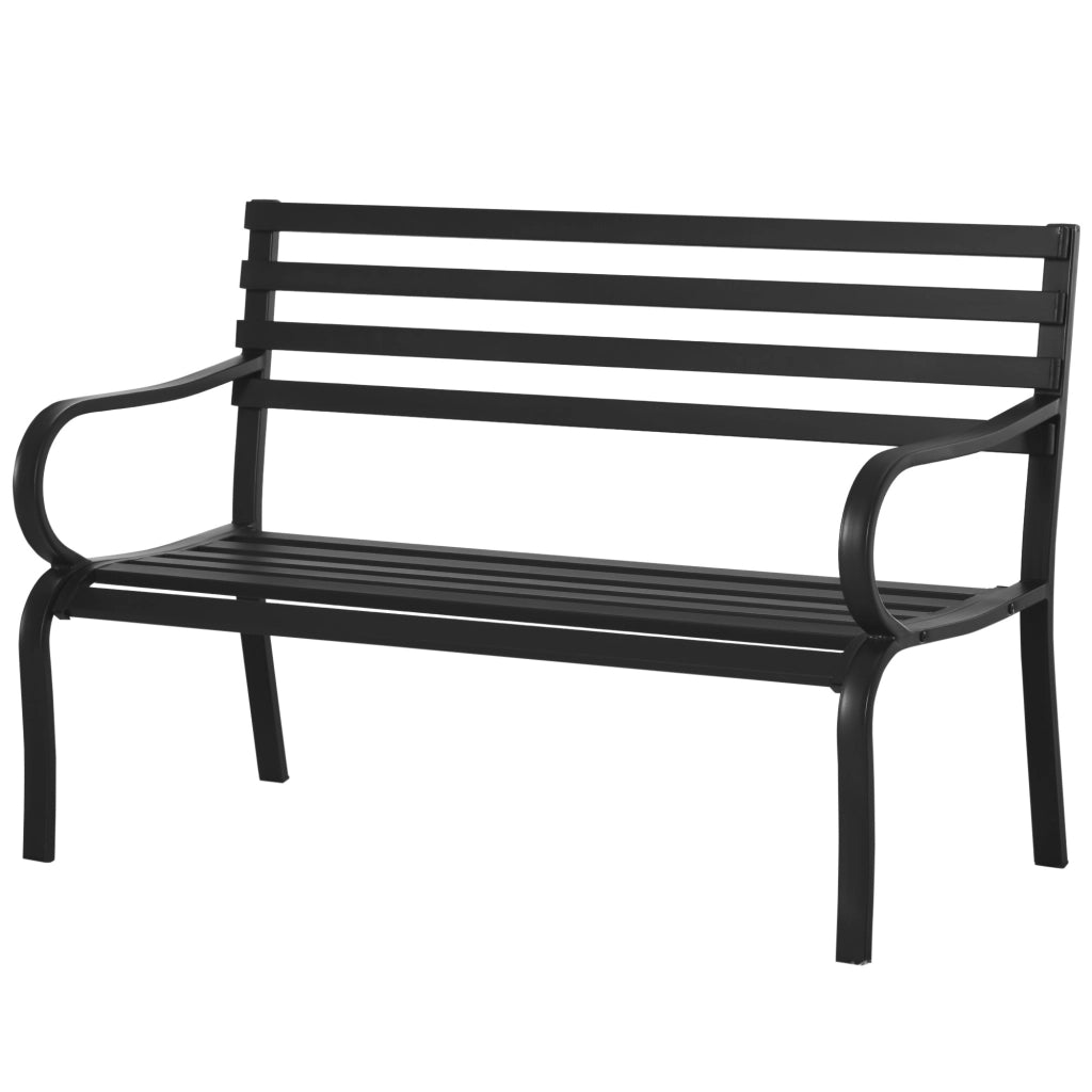 Panca da Giardino 2 Posti ¨C Xylo ¨C Metallo Nero 127x58x82 cm