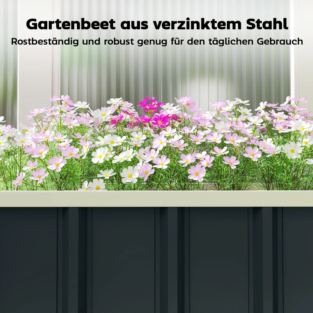 Hochbeet in Acciaio ¨C zephmum ¨C Grigio Scuro 136x52x31 cm