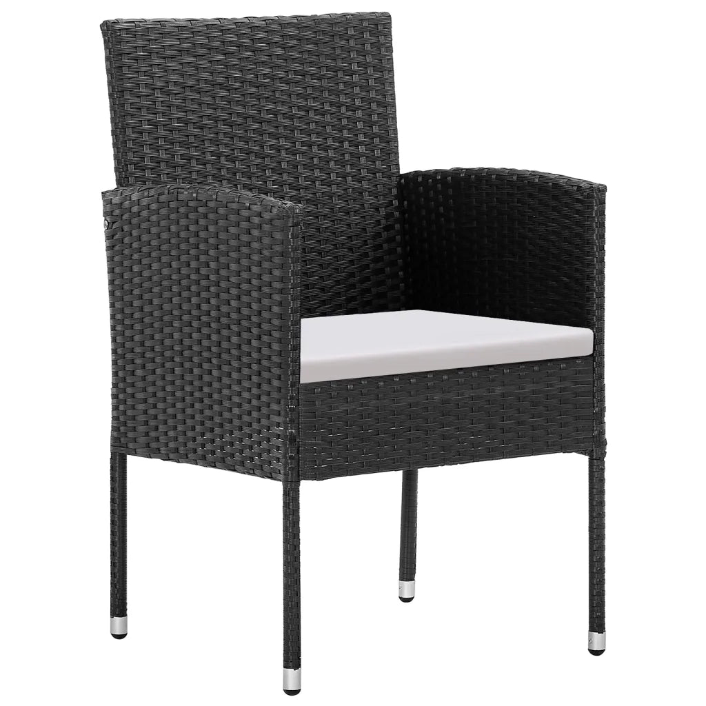 Set da Pranzo da Giardino 5 pz Nero con Cuscini in Polyrattan 3156778
