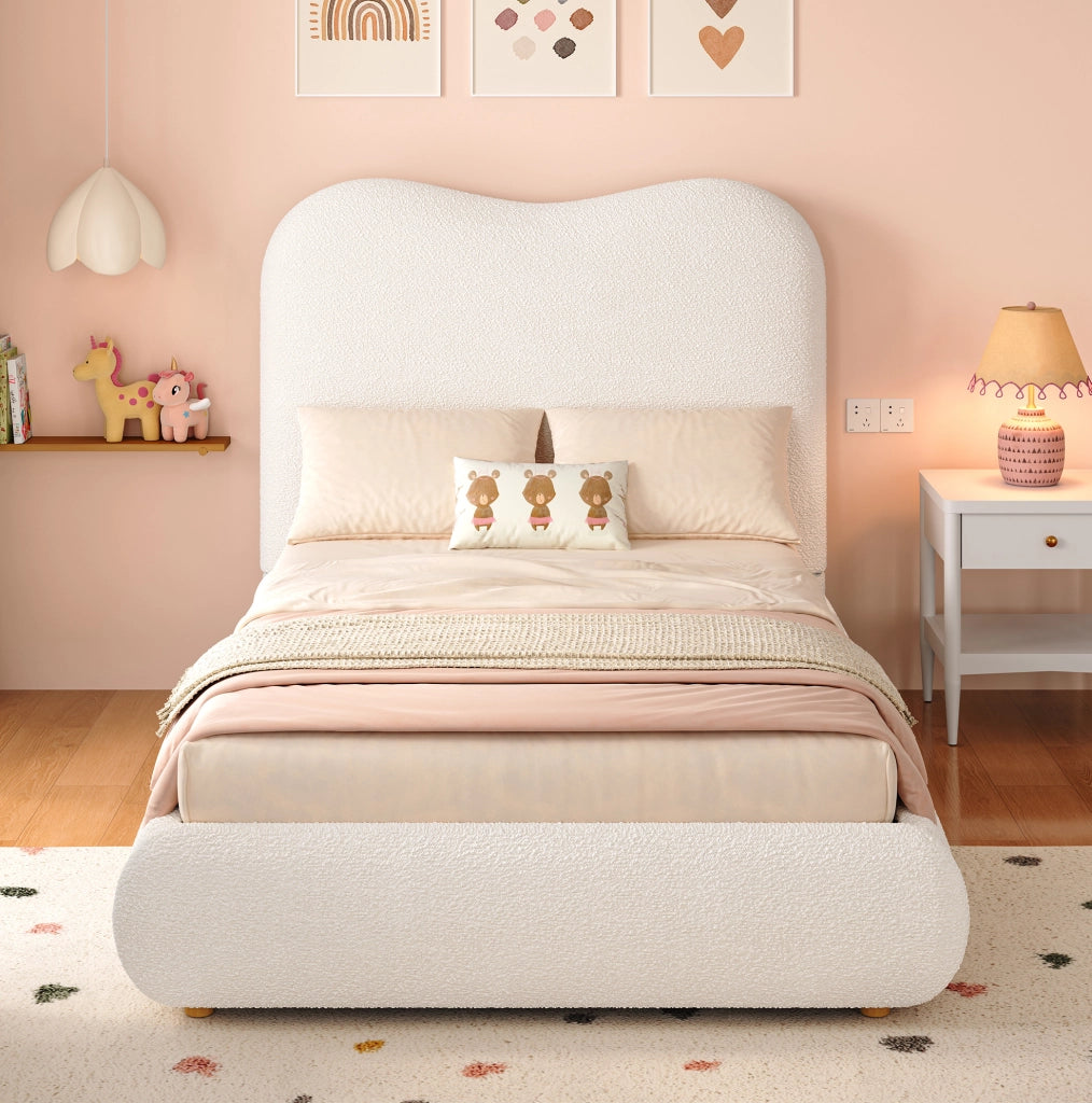 Letto imbottito per bambini 90x200 cm con contenitore e rete a doghe