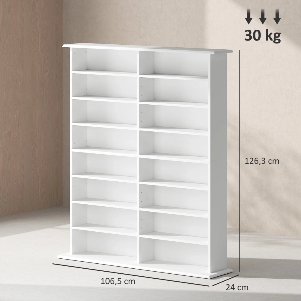Libreria per CD e DVD con scomparti e ripiani regolabili ¨C Minimal ¨C bianco 16x12
