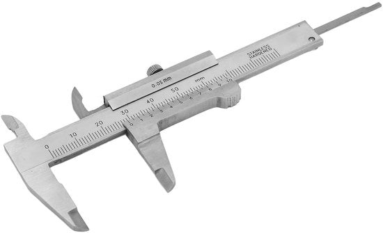Misuratore di Spessore con Verniera da 0 a 50 mm - Alta Precisione - Acciaio Inossidabile - Misuratore Portatile - Mini - Scala Doppia - Rullatore di Misura