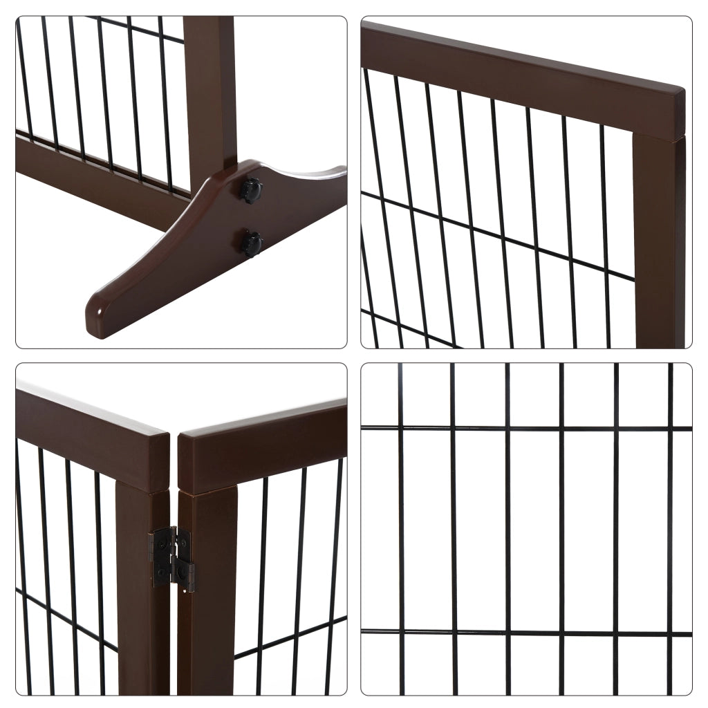 Cancello/barriera per cani in legno di pino, autoportante, marrone, 185x36x71 cm