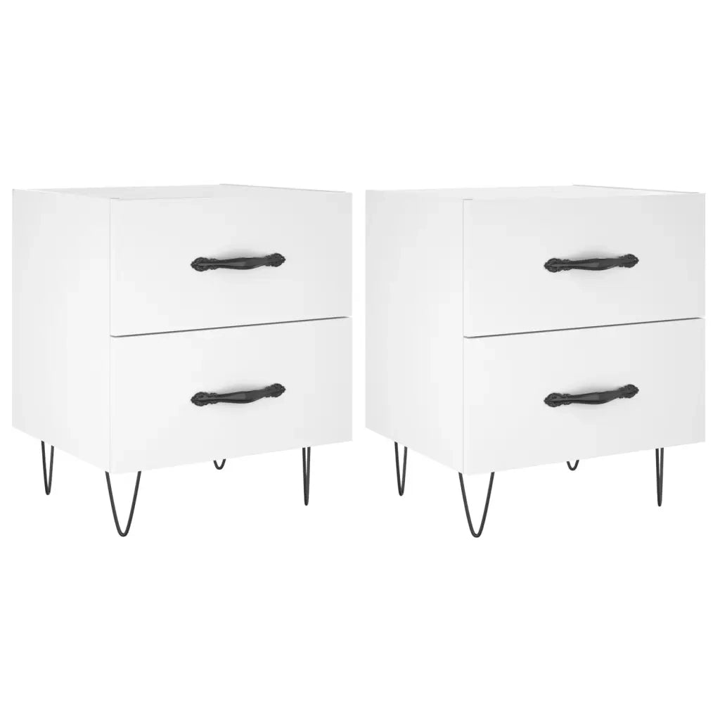 Comodini 2 pz-Set di 2 Tavolino da notte Bianchi 40x35x47,5 cm in Legno Multistrato 226846