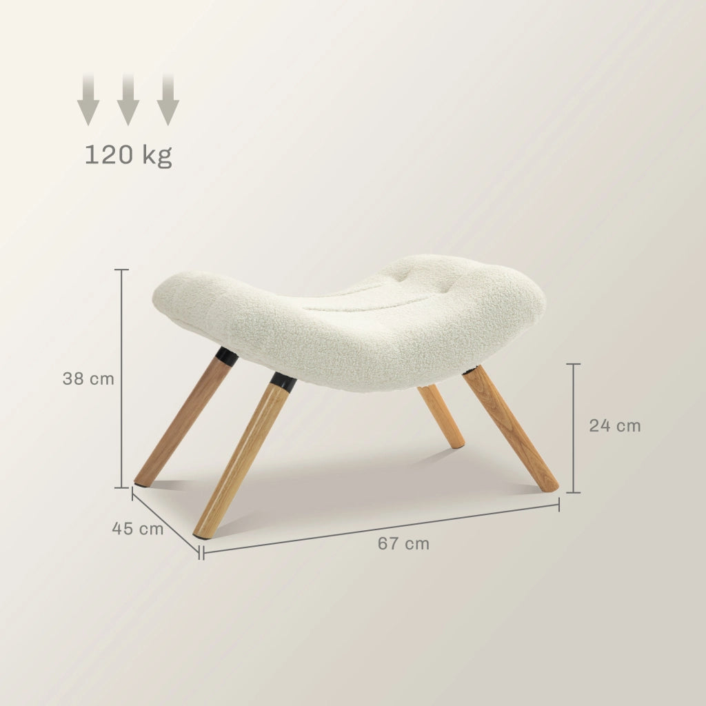 Pouf Poggiapiedi ¨C Xylo ¨C Tessuto Crema con Gambe in Legno di Faggio