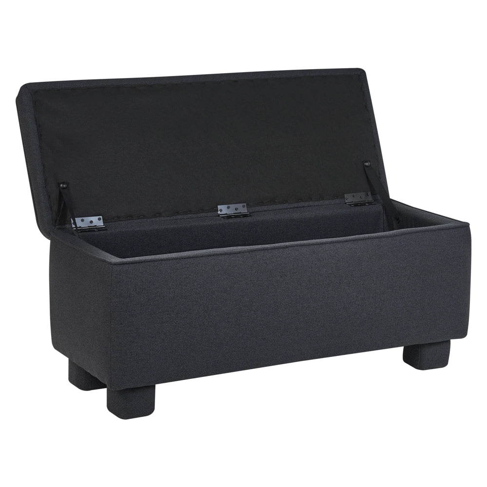Panca da ingresso con contenitore gambe in legno di pioppo in tessuto facile da pulire nero piano ribaltabile stile moderno