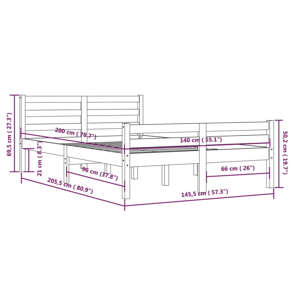 Giroletto senza Materasso Ambrato in Legno Massello 140x200 cm 814819