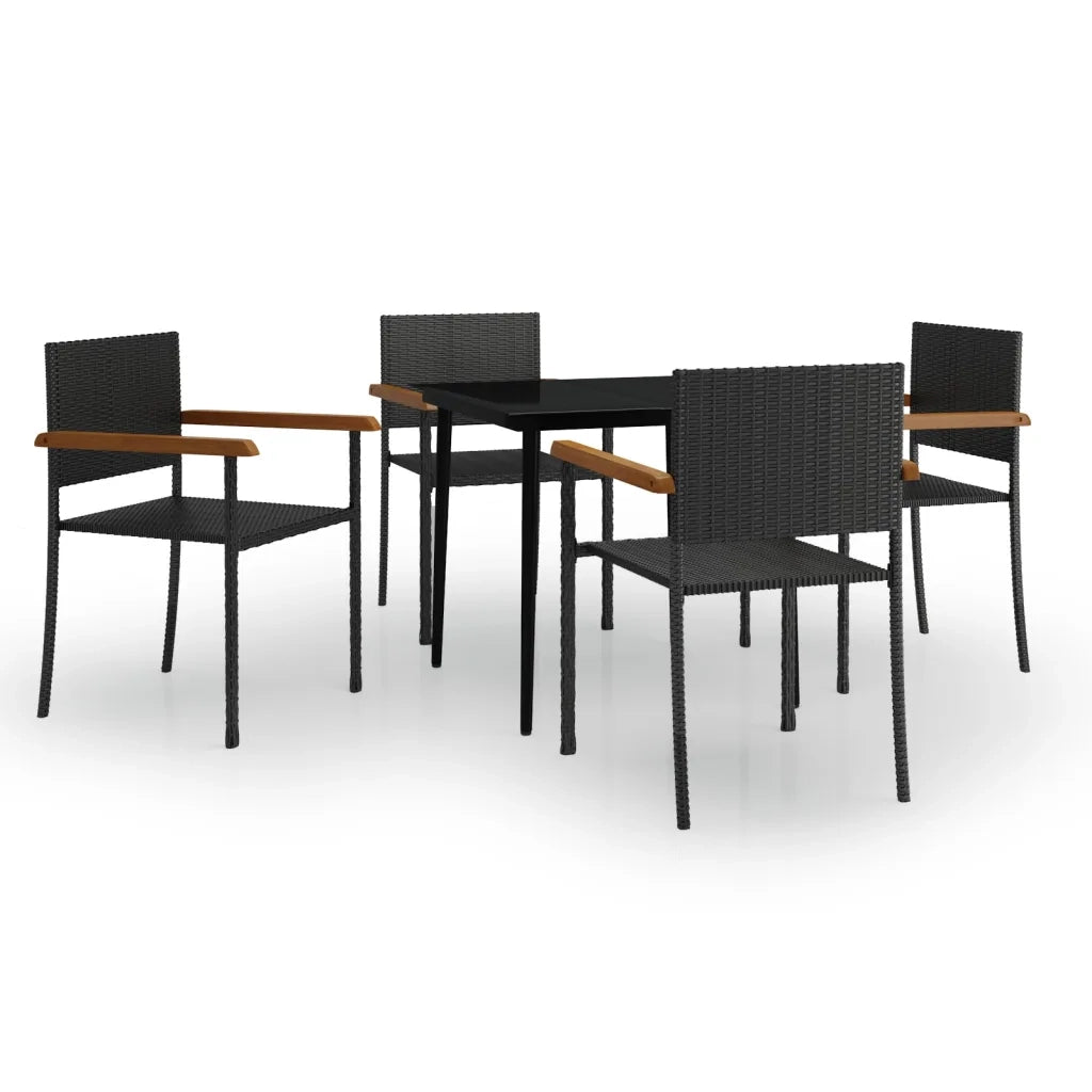 Set da Pranzo da Giardino 5 pz | Set Salotto da Giardino Nero