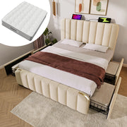 letto imbottito lino beige 160 x 200 cm