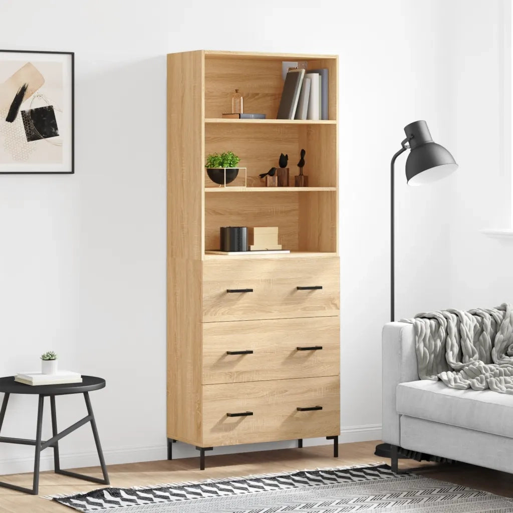 Credenza-Buffet-Armadio da cucina Rovere Sonoma 69,5x34x180 cm in Legno Multistrato 783329