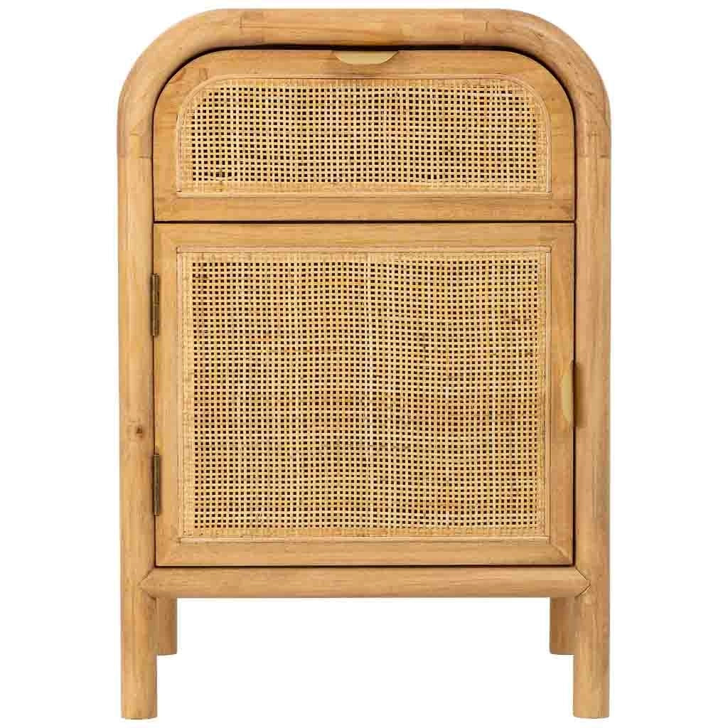 Comodino in legno e rattan marrone 45x35x66h cm