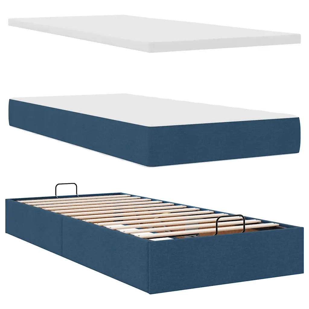 Pouf Letto con Materasso Blu 100x200 cm in Tessuto 3311441