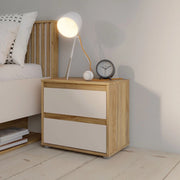 Comodino Neutra Rovere e Cashmere con 2 Cassetti – Design Moderno
