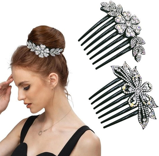 Accessori per capelli eleganti a due pezzi con pietre stellate - adatti per donne sensibili - ideali come regalo - progettati per un design lucido