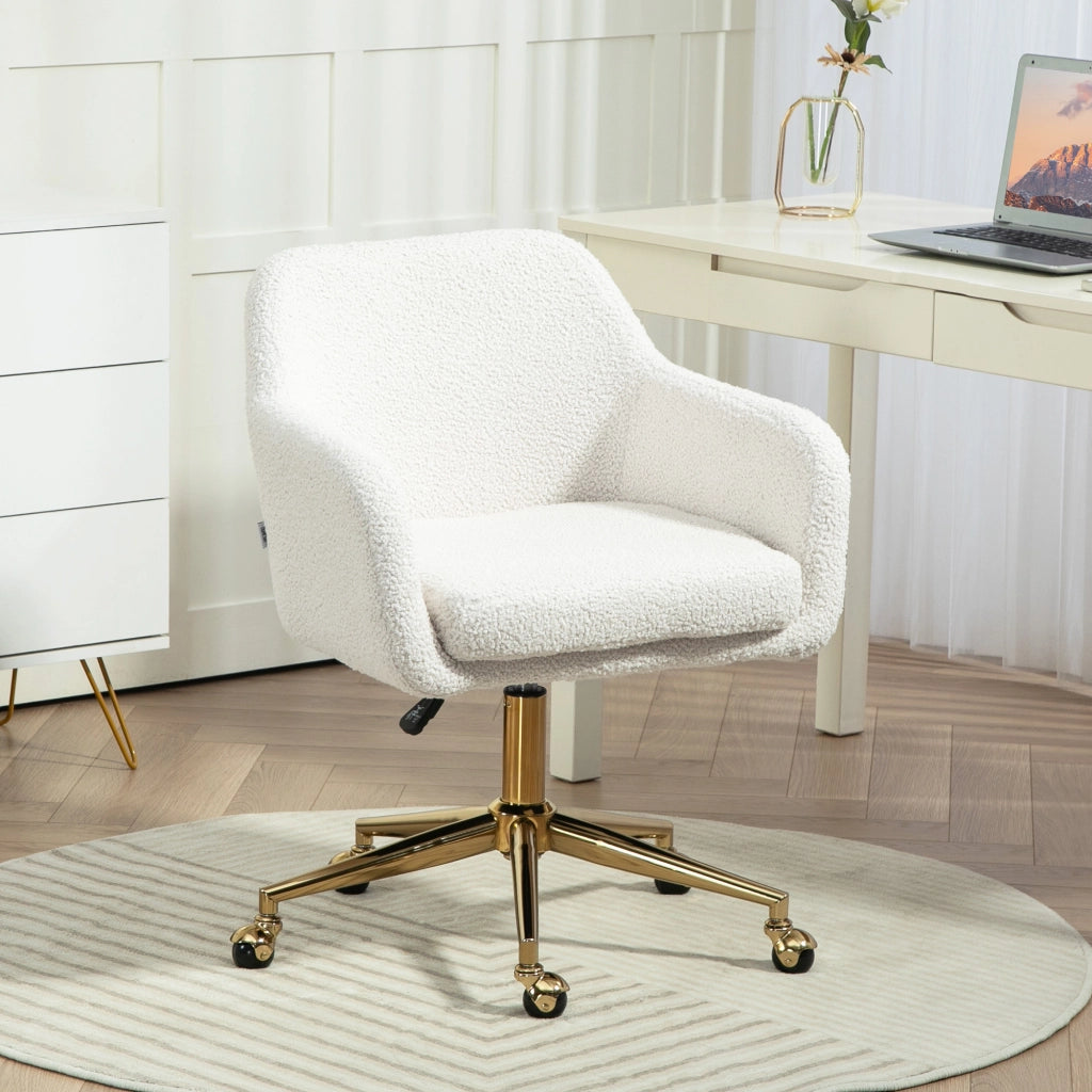 Sedia da ufficio con rotelle, altezza regolabile e seduta girevole 360¡ã ¨C Minimal ¨C 60x61x79-88 cm, crema