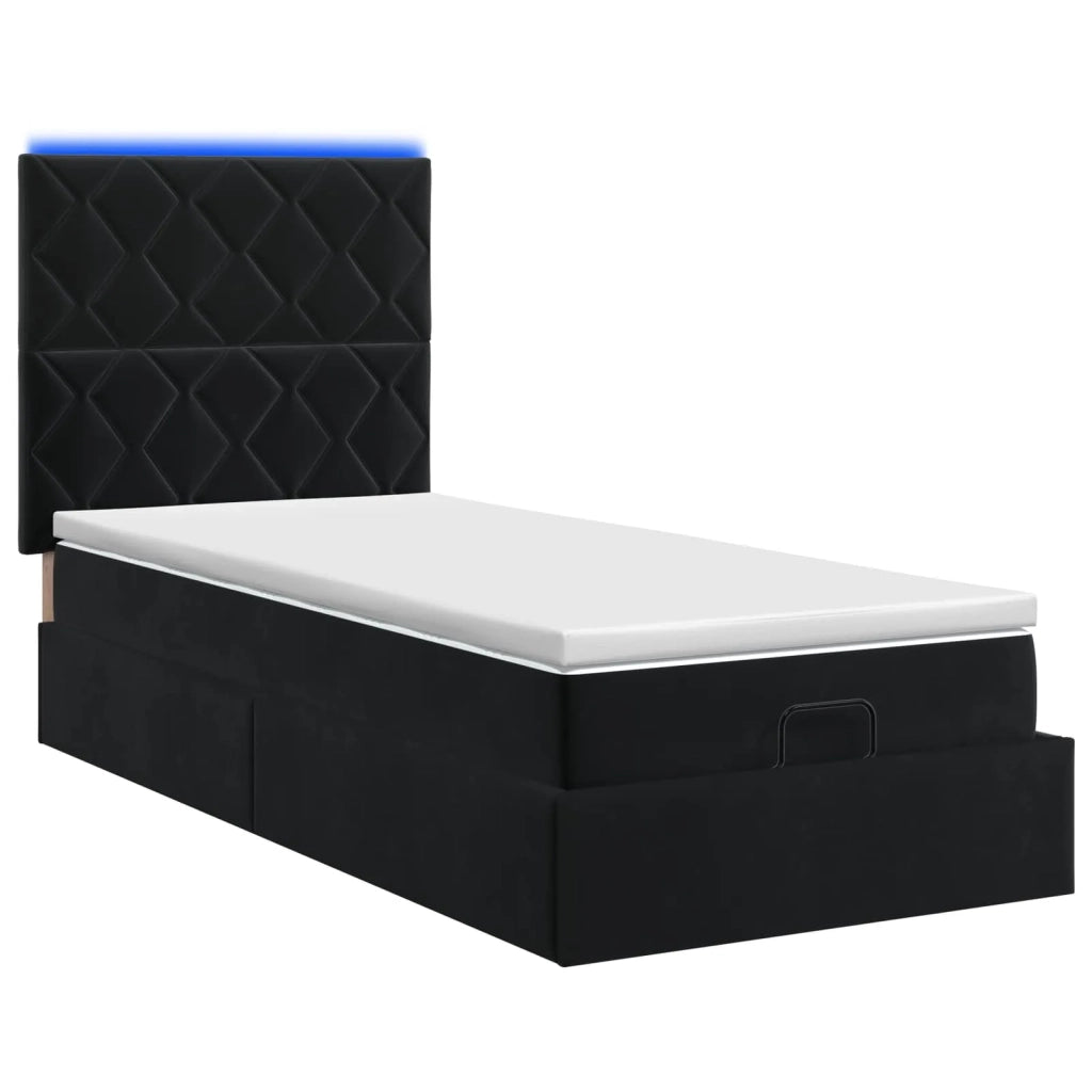 Letto Ottomano con Materasso e LED Nero 90 x 190 cm Velluto 3458345