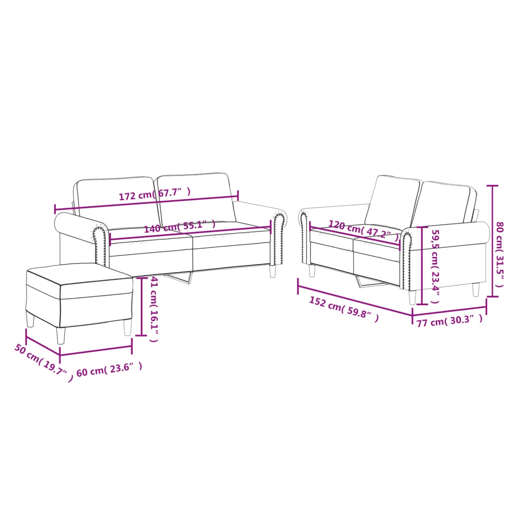 Set di Divani 3 pz con Cuscini Nero in Similpelle 3202155