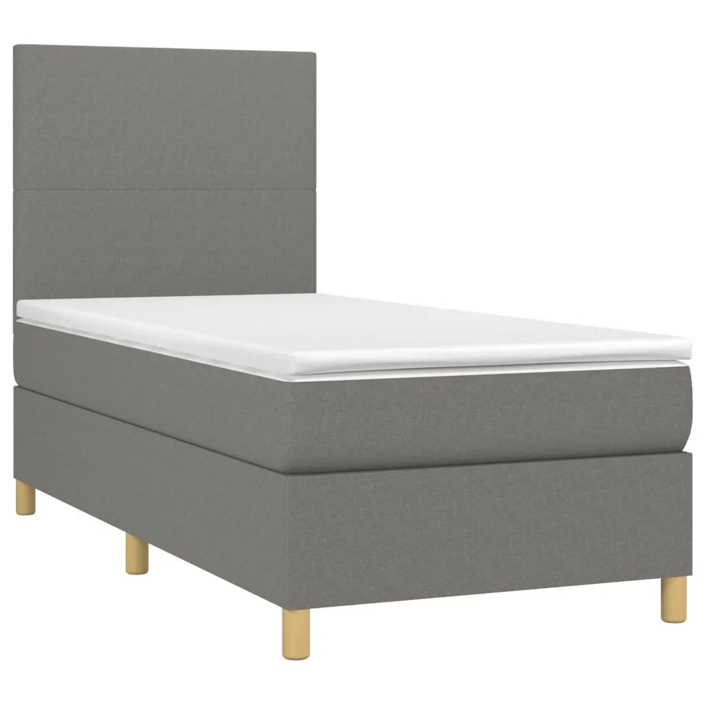 Giroletto a Molle con Materasso-Struttura Letto Grigio Scuro 100x200 cm Tessuto 190738