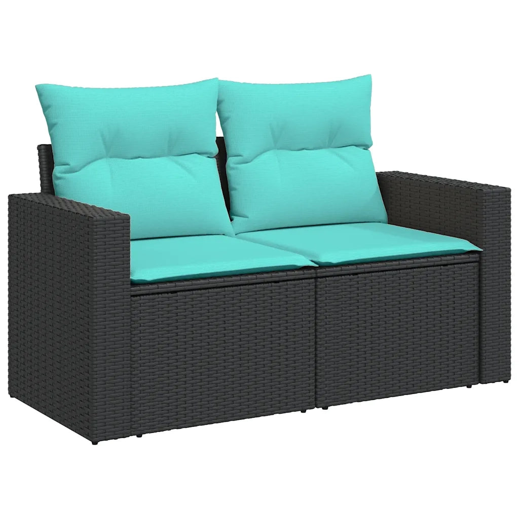 Set Divani da Giardino 11 pz con Cuscini in Polyrattan Nero 3256505