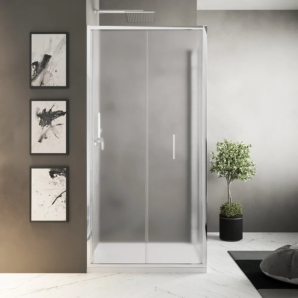Box doccia slim 80x70cm con porta a libro e parete fissa profili cromati e vetro 6mm opaco h190| Portofino