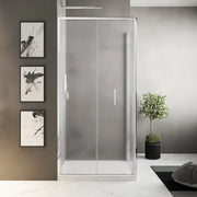 Box doccia slim 80x70cm con porta a libro e parete fissa profili cromati e vetro 6mm opaco h190| Portofino