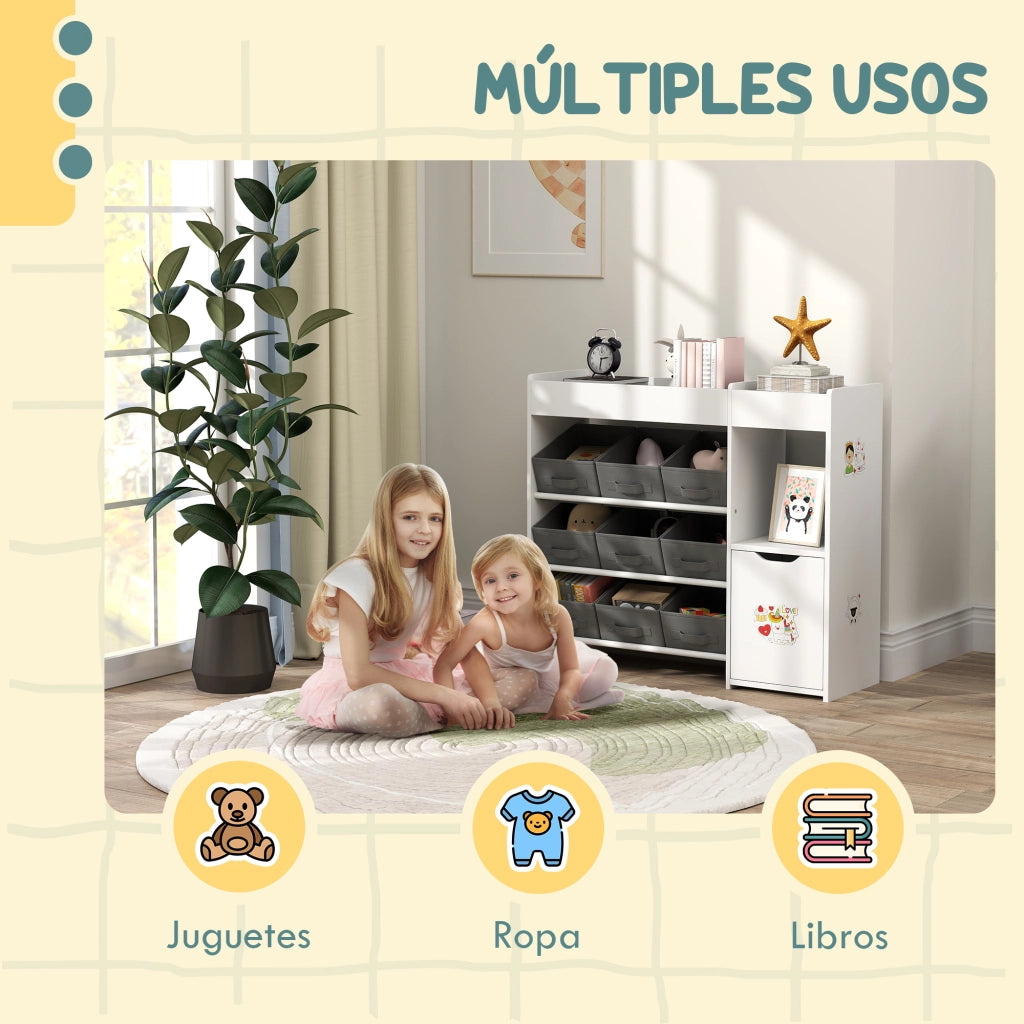 Cassettiera per bambini con cesti ¨C zephmum ¨C 92x30x80 cm bianco