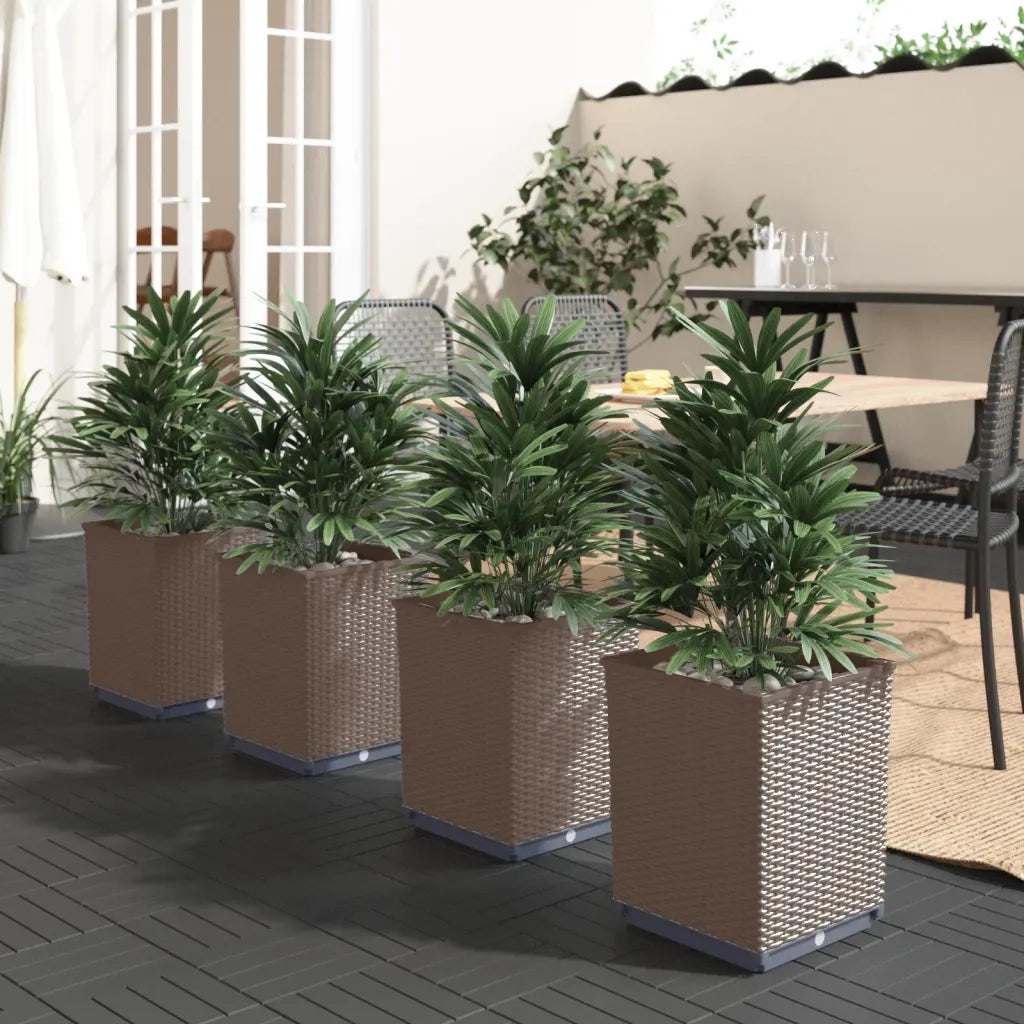 Fioriere 4 pz Marroni 30x30x37 cm in Polipropilene 364189