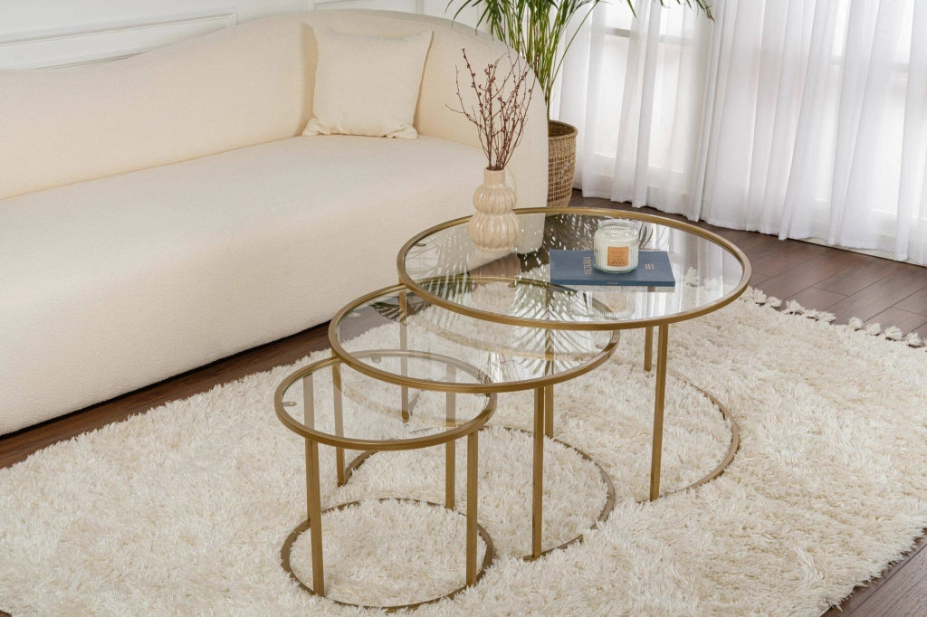 Rowan, Tavolino da Salotto Cassetti, 80x80x43h cm oro