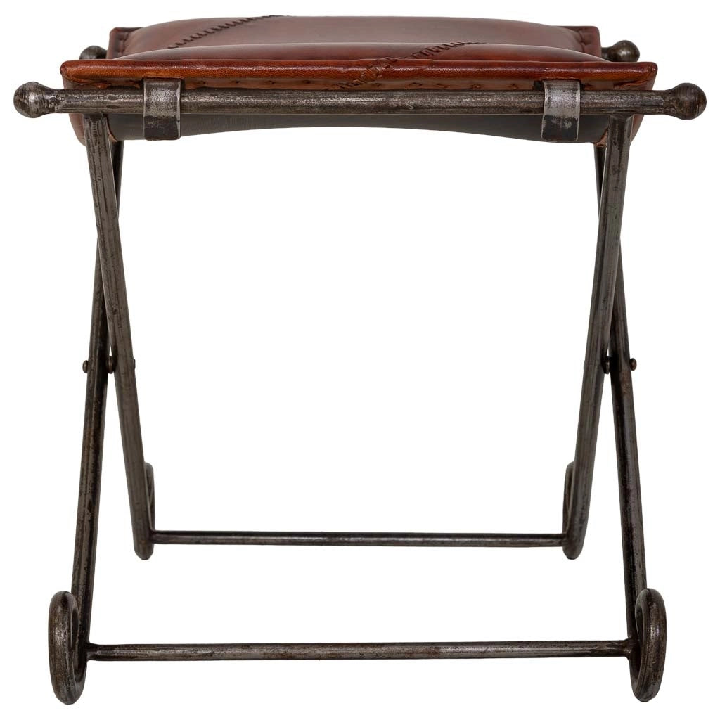 Sgabello marrone con gambe in metallo 50x45x45h cm