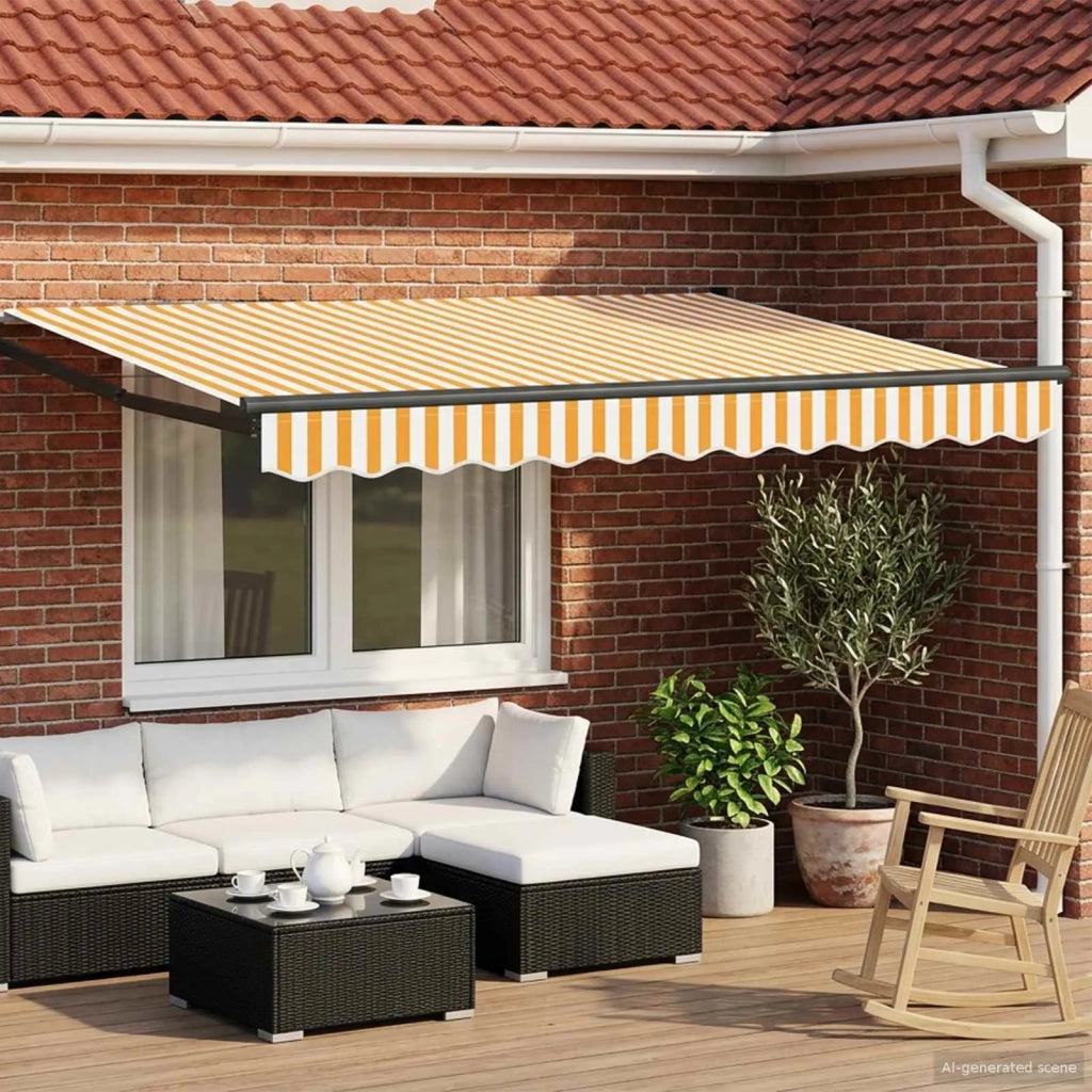 Tenda retrattile manuale con LED-Tenda parasole per balcone 3,5 x 2 m 720137