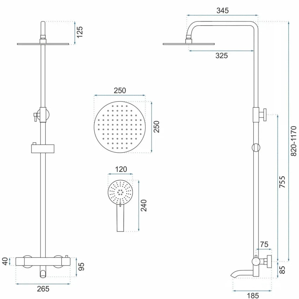 Set Doccia Con Termostato Rea Lungo Copper