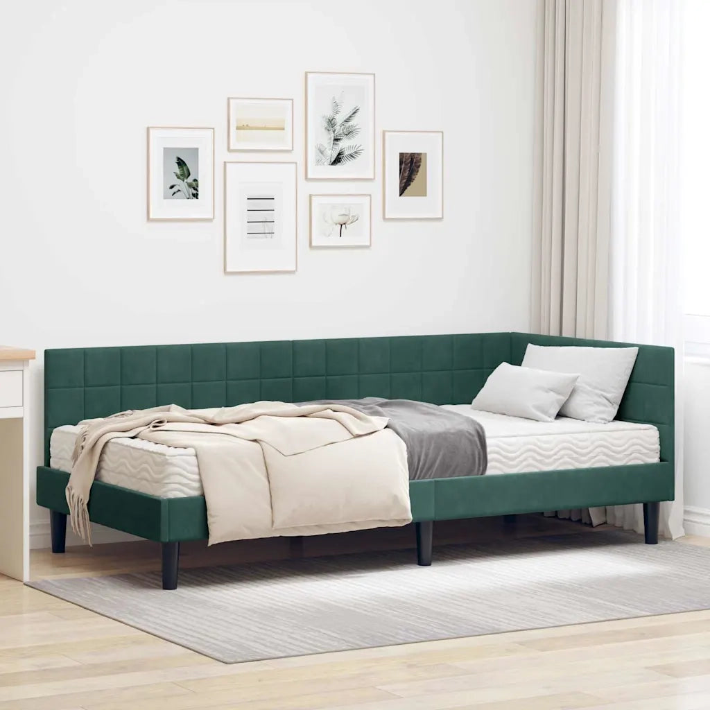 Struttura Letto Angolare con Materasso 2 pcs Verde Velluto 3393970