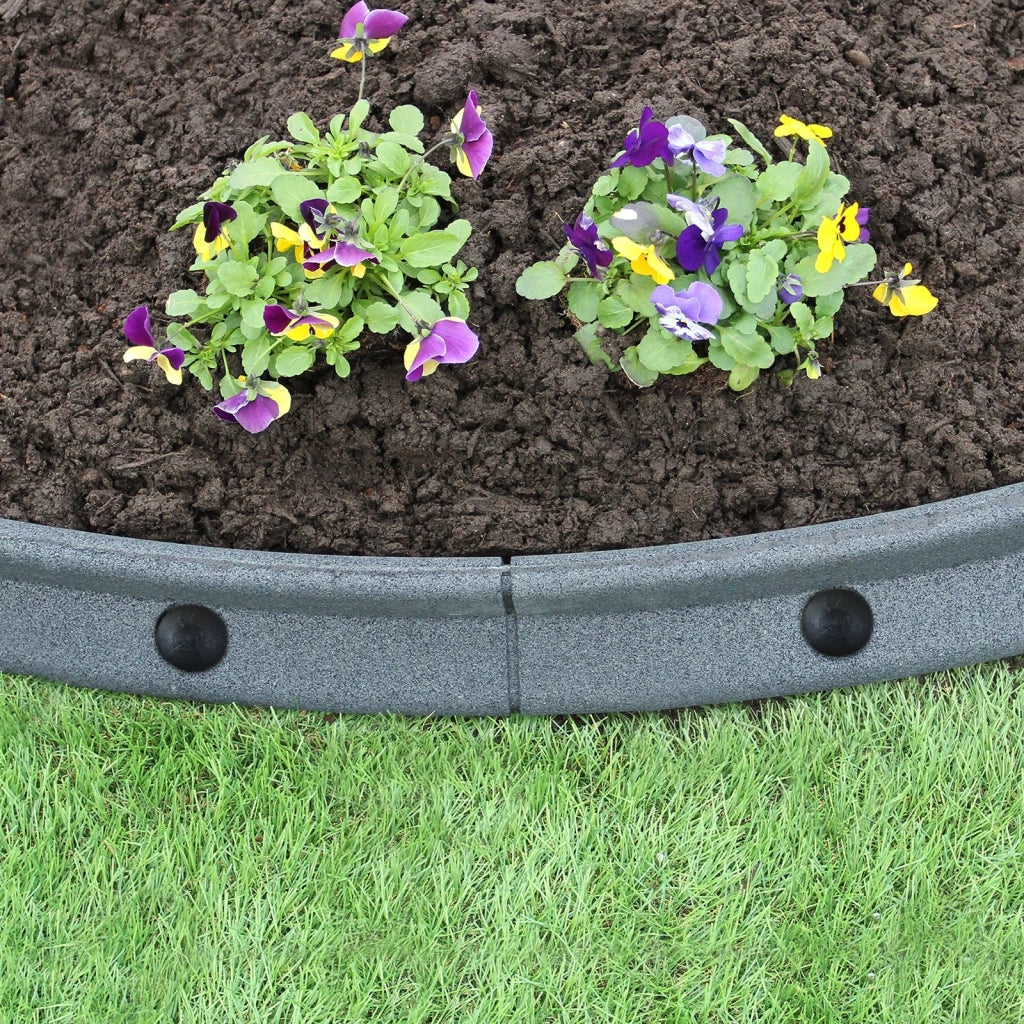 Bordatura per Aiuole Bordo Prato da Giardino Palizzata Flessibile fino a 70° in Gomma Resistente agli UV Pezzi da 1.2m - Grigio - 4 pezzi