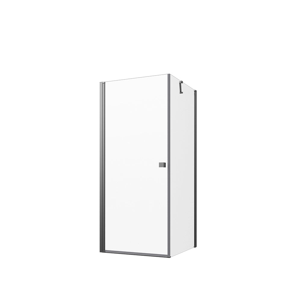 Box doccia 90x90 cm con apertura a battente e parete fissa, profili cromati e vetro da 8mm trasparente h195 | Fiji