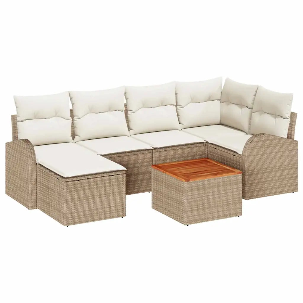 Set Divano da Giardino 7 pcs Beige e Crema polyrattan 3356272