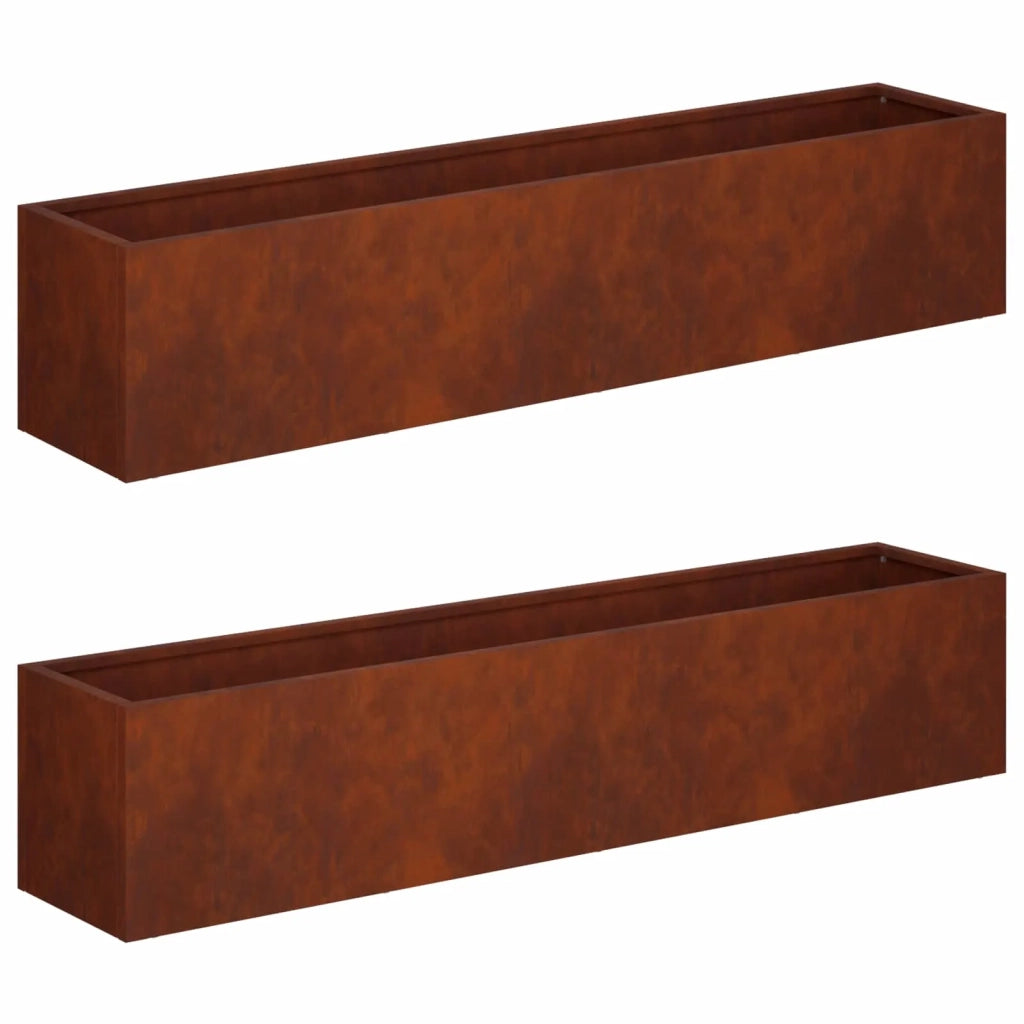 Vaso da giardino 2 pz Ruggine 80 x 20 x 20 cm Acciaio Corten 8005175