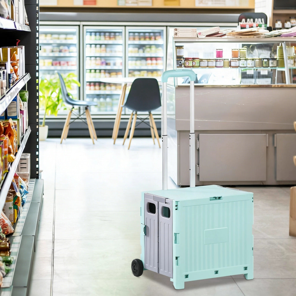 Carrello Spesa 2 Ruote ¨C Xylo ¨C Capacit¨¤ 32L Manico Regolabile 41,5x32,5x85cm Verde