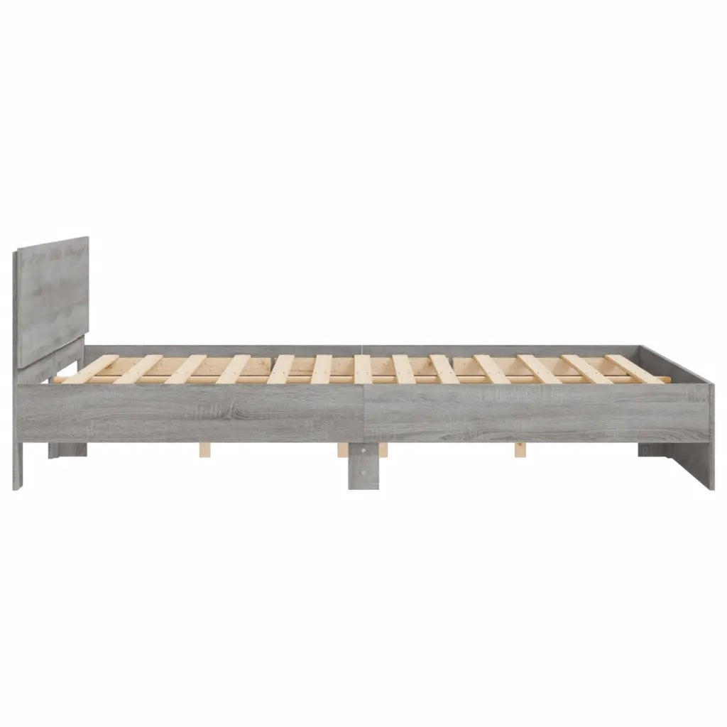 Letto matrimoniale | Letto per adulti | Giroletto con Testiera Grigio Sonoma 180x200 cm